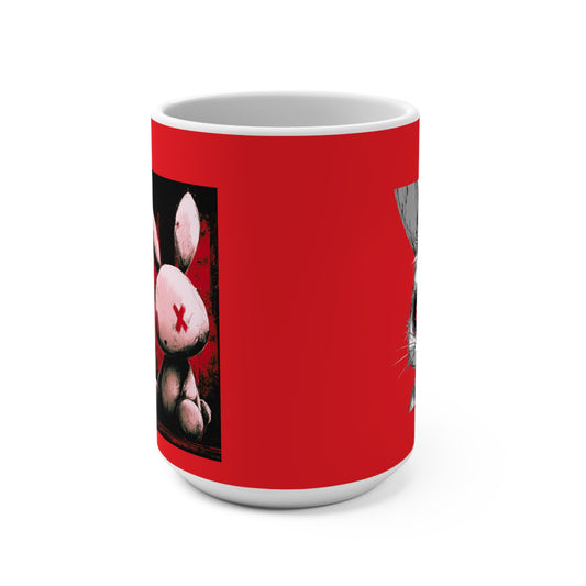 Mug 15oz white x red plus baad bunnie