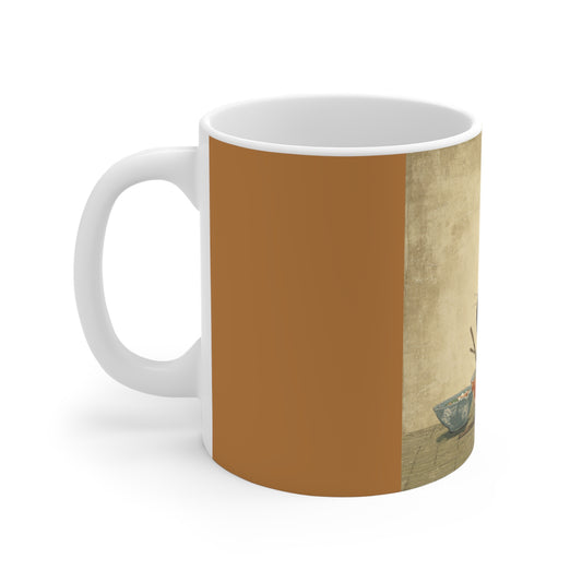 Mug 11oz cat eating Japanese noodles