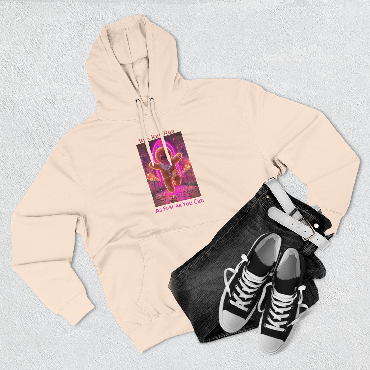 Run run run Three-Panel Fleece Hoodie