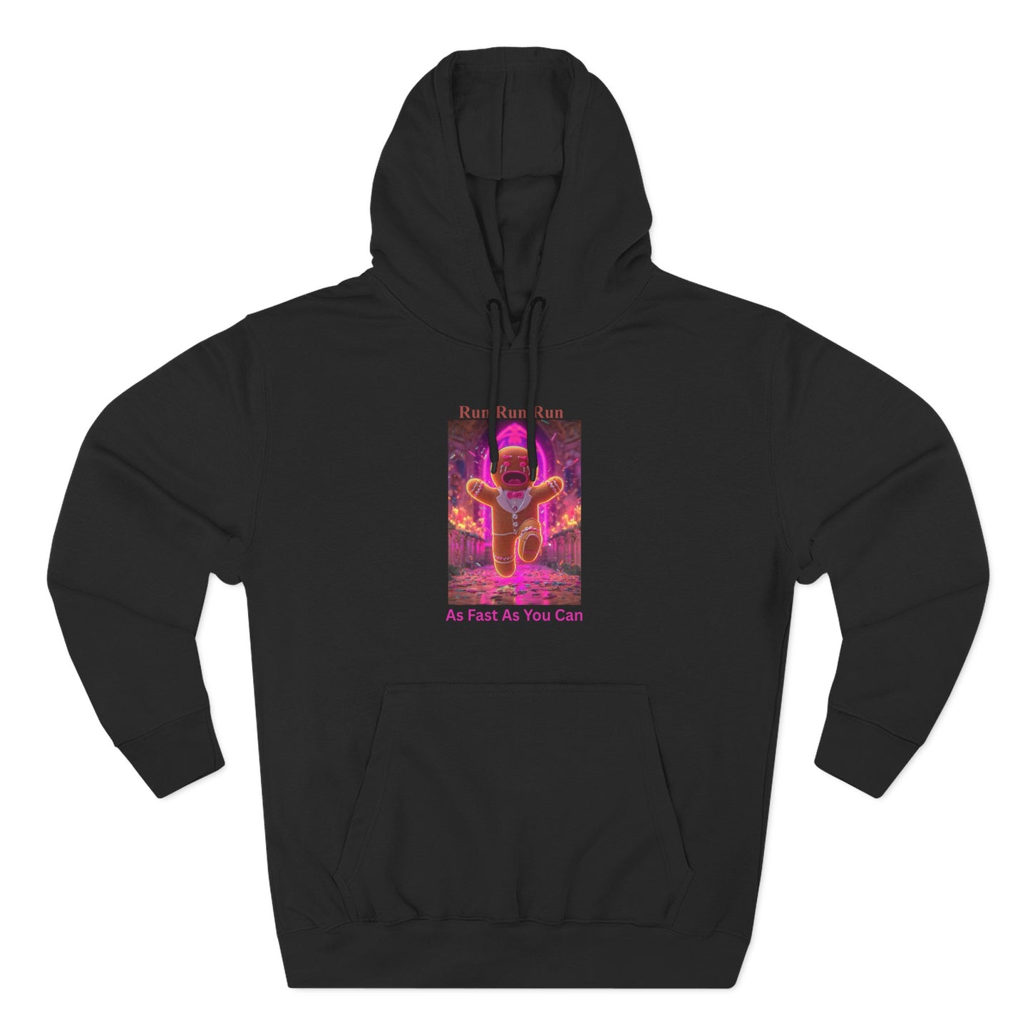 Run run run Three-Panel Fleece Hoodie