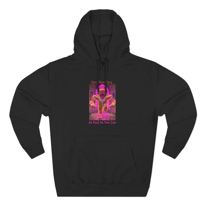 Run run run Three-Panel Fleece Hoodie