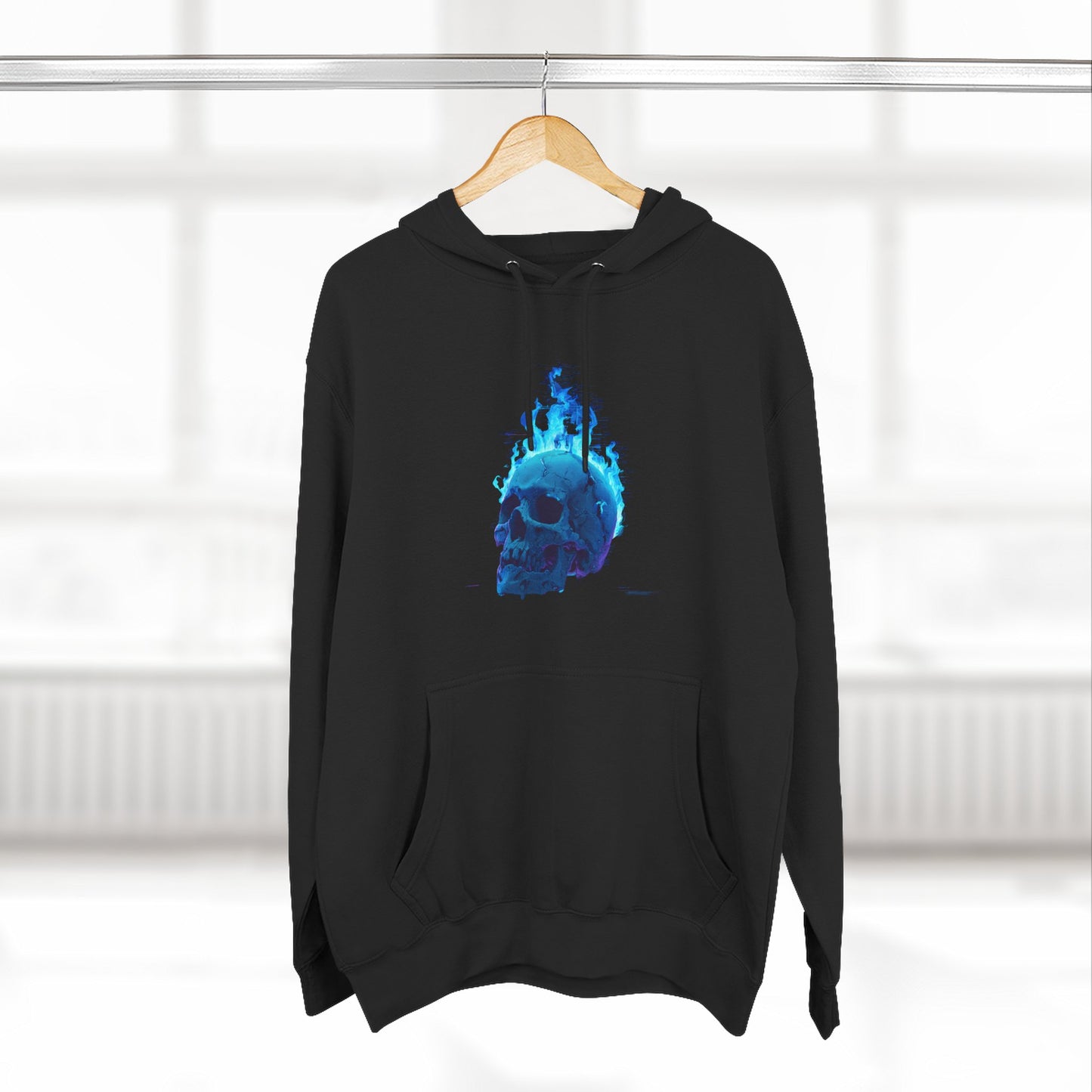 blue flame Three-Panel Fleece Hoodie