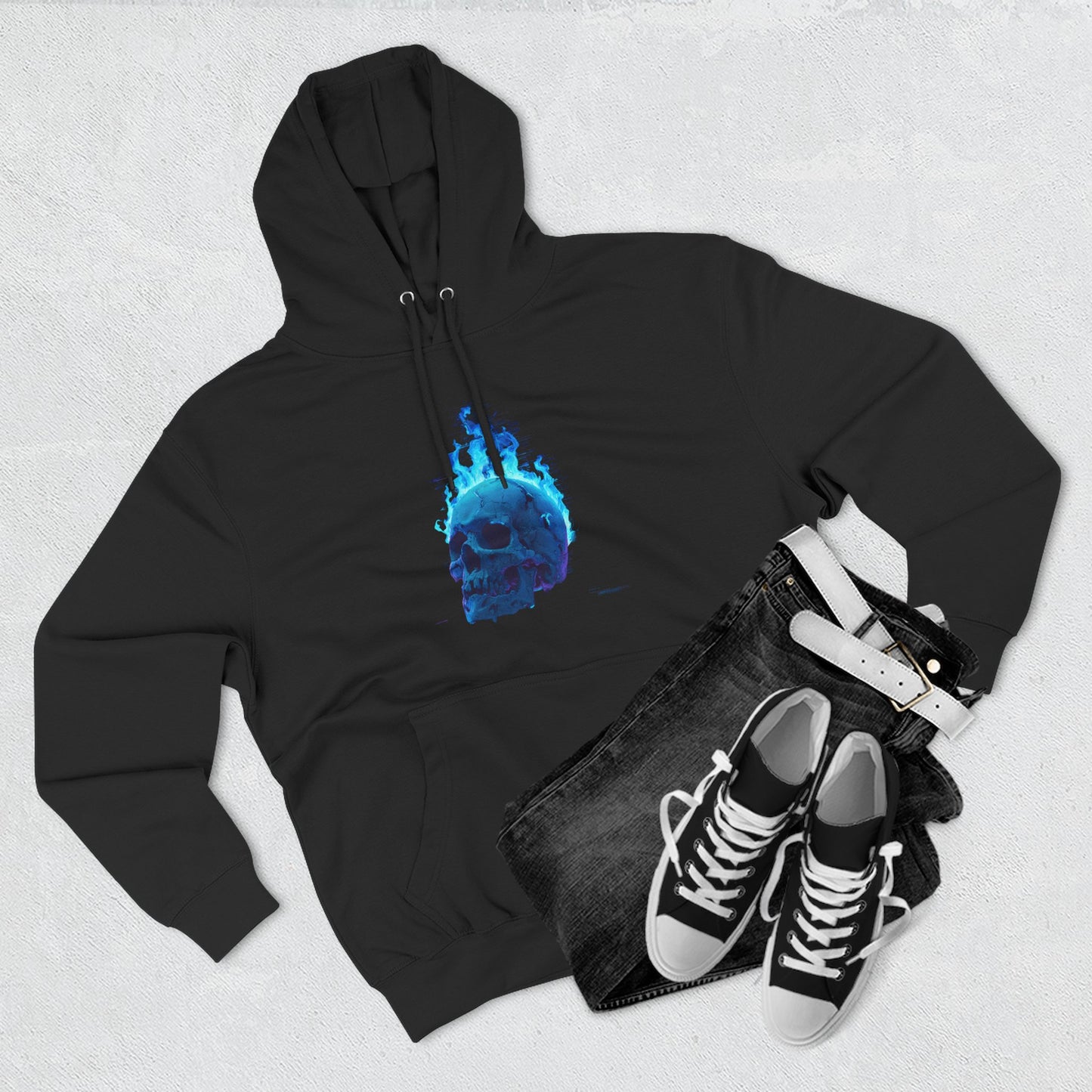 blue flame Three-Panel Fleece Hoodie