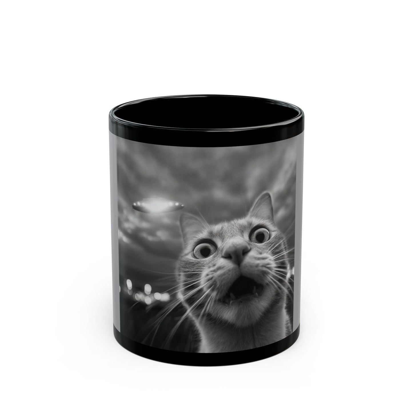 Black Mug (11oz, 15oz) Cat UFO