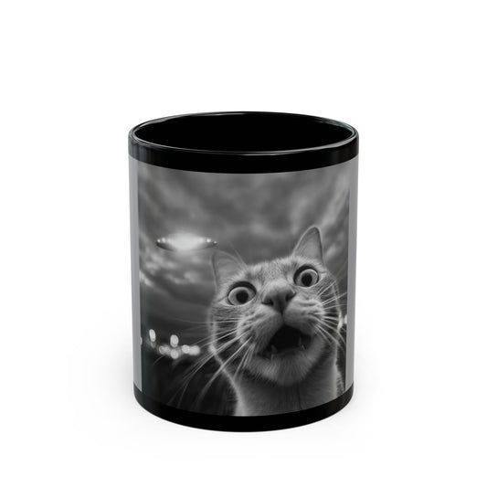 Black Mug (11oz, 15oz) Cat UFO
