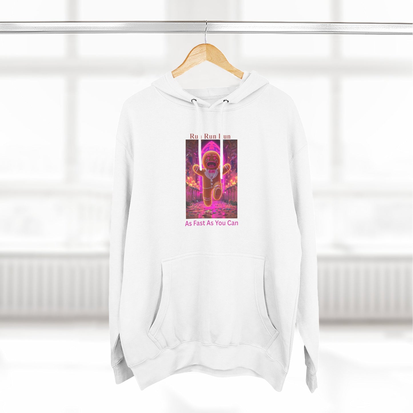 Run run run Three-Panel Fleece Hoodie