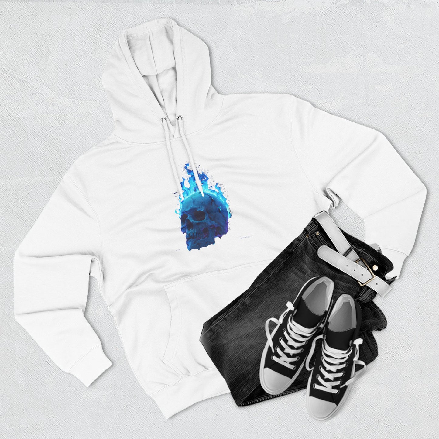 blue flame Three-Panel Fleece Hoodie